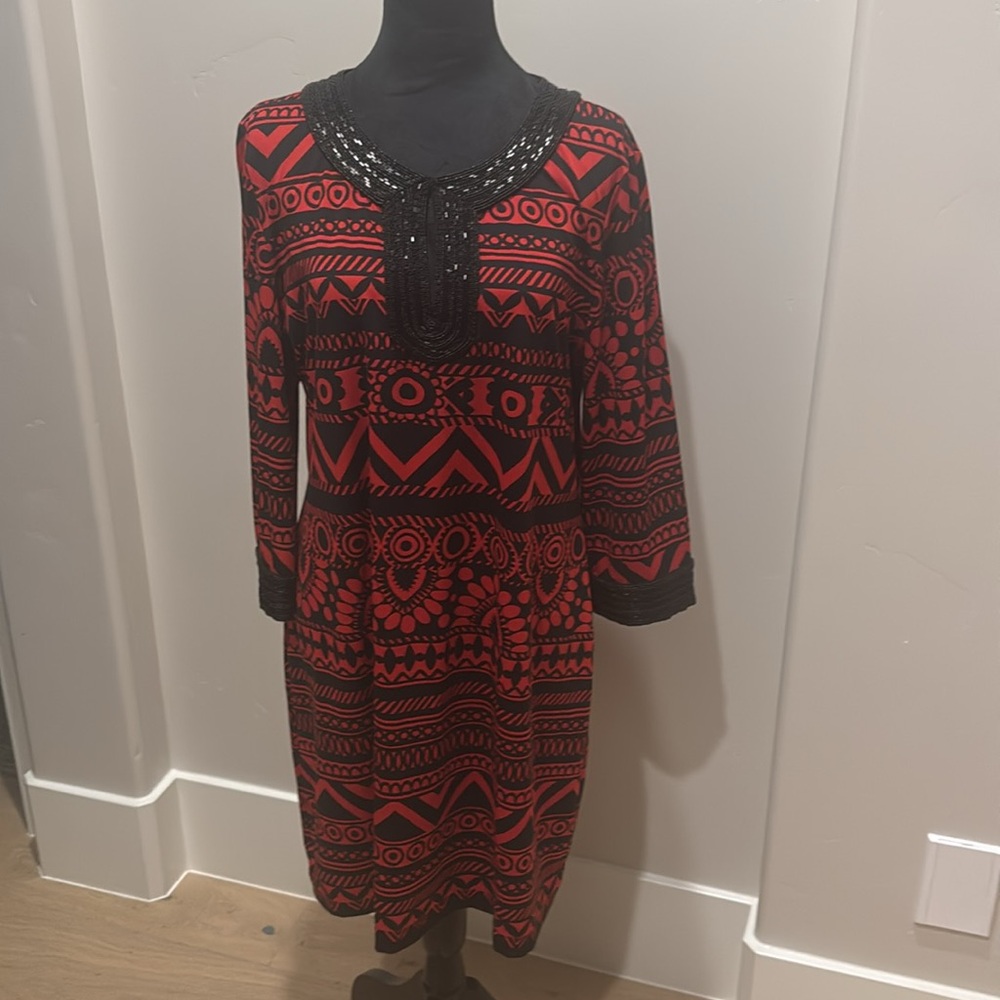 INC International Concepts Red and Black Dress
